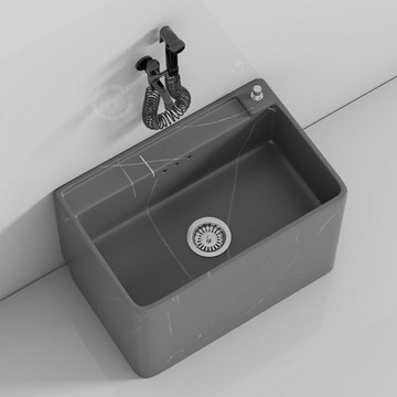 全灰款式家用陽臺洗拖把池衛生間一體落地式陶瓷拖布池墩布盆203Y 公司貨