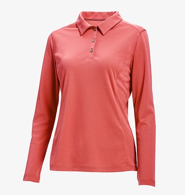 【【蘋果戶外】】荒野 W1631-138 摩曼粉 女 彈性超涼感排汗衣 POLO 長袖機能衣 登山上班休閒旅遊 wildland 吸濕排汗 運動上衣 休閒 運動 快乾透氣 輕薄舒適