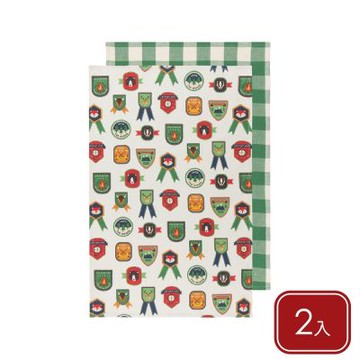 《NOW》純棉擦拭布2入-探索徽章71x46cm-- 廚房抹布 清潔布 擦拭布 茶巾