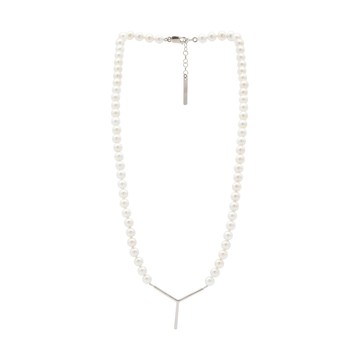 Y/project - Brass Pearl Logo Plaque Necklace