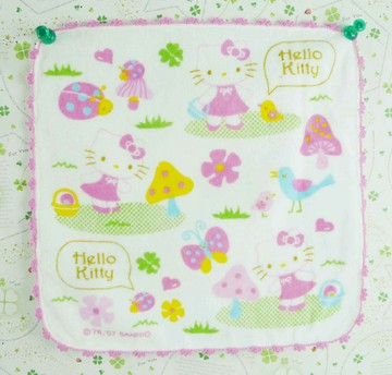 【震撼精品百貨】Hello Kitty 凱蒂貓 方巾/毛巾-香菇昆蟲造型 震撼日式精品百貨