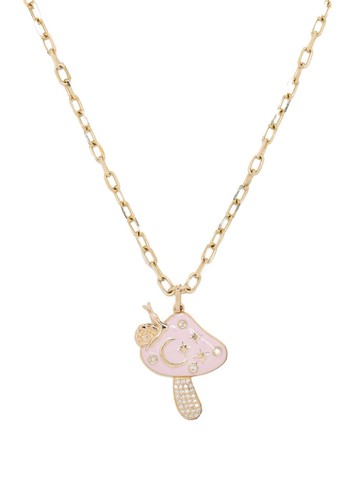Sydney Evan - 14kt yellow gold Celestial Mushroom pendant necklace - women - 14kt Gold - One Size