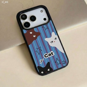 格紋小貓適用iPhone17promax蘋果16碳纖維手機殼15黑框14高級13潮