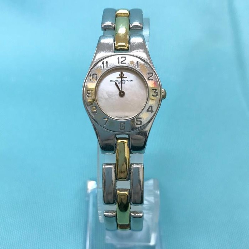 中古】BAUME&MERCIER 腕時計 クオーツ SS GP ホワイトシェル文字盤 