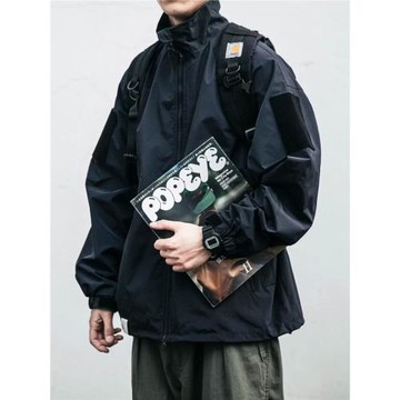 日系復古工裝夾克男立領機能寬松大碼防風雙拉鏈美式沖鋒衣外套潮