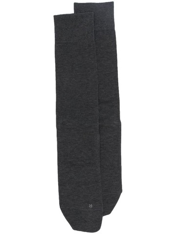 Falke - logo-motif ribbed-knit socks - men - Cotton/Spandex/Elastane/Polyamide - 39-42 - Grey