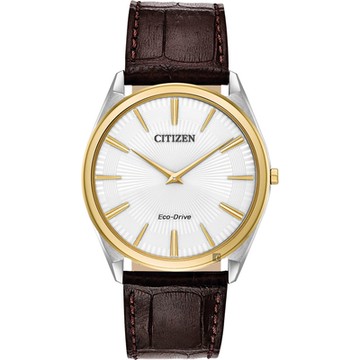 CITIZEN 星辰 Eco-Drive 光動能紳士薄型手錶 新春開運 送禮首選-金圈x咖啡/38mm AR3074-03A