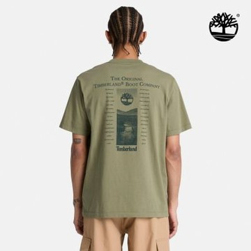 Timberland官方旗艦 男款灰綠色海報圖案短袖T恤|A5TSB991
