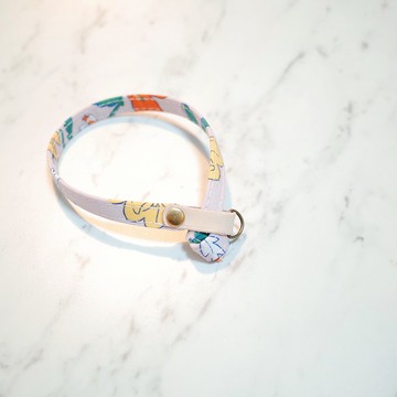 貓 項圈 淺芋色 復古花紋 可加購吊牌 附鈴鐺