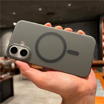 磨砂超薄防指紋墨水黑灰色磁吸Magsafe無線充電適用iPhone16pro手機殼蘋果16promax硬殼十六16plus全包半透明