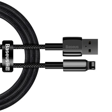 【BASEUS 倍思】鎢金USB-A to Lightning 2.4A 1M快充數據線 黑
