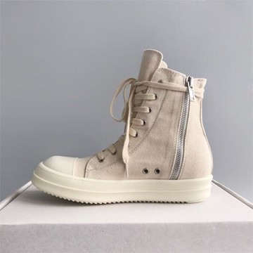 Rick RO鞋高幫帆布米白杏色副線新款透氣厚底拉鏈 暗黑 男女同款