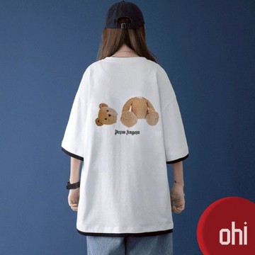 【ohi】夏季新款純棉T恤 假兩件短袖寬鬆上衣 短袖上衣 T恤 女裝 純棉 圓領T恤 女生衣服 GTS8805