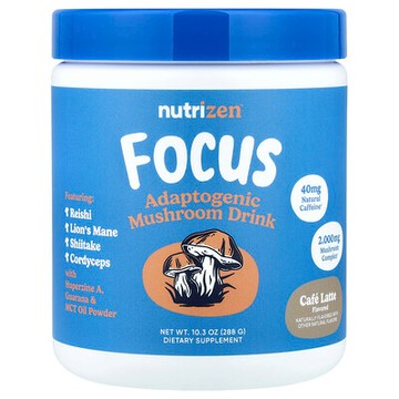 Nutricost, NutriZen™ Focus，適應原蘑菇飲品，咖啡拿鐵，10.3 盎司（288 克）