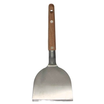 Oa3 鐵板燒煎匙 #430不鏽鋼 樸質木柄 料理煎炒用  不鏽鋼 + 木柄  1支