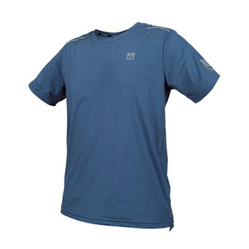 FIRESTAR 男冰感圓領短袖T恤-慢跑 路跑 涼感 反光 D5831-98 深湖藍銀