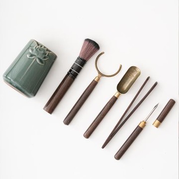 哥窯茶道六君子套裝功夫茶具用品配件泡茶工具6君子大全茶刀茶夾