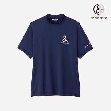 【and per se】男款深藍色吸濕速乾多向彈性前衛風格立領短袖棉衫 DGT205V4