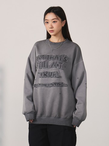 貼布拼接噴染風大學T