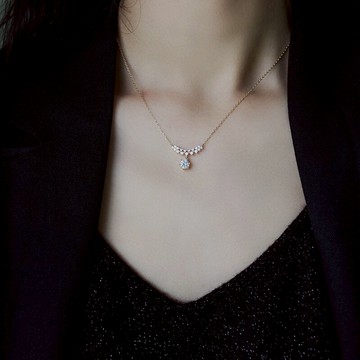 輕奢精致通體925純銀鑲鉆項鏈氣質簡約小眾設計感ins頸鏈鎖骨鏈女1入