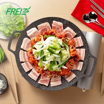 日本和平FREIZ 味覺探訪輕量大理石不沾燒烤盤/烤肉盤-32cm