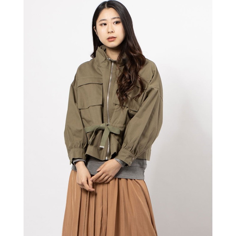 チーク Cheek スタンドカラーウエストリボンブルゾン-2 （KHAKI） 通販 LINEポイント最大1.0%GET | LINEショッピング