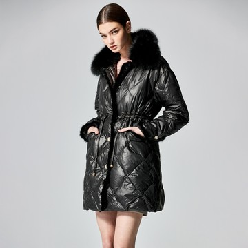 頂級芬蘭藍狐 x 丹麥水貂 x 法國鵝絨_皮草羽絨大衣外套_黑色【MON'S 流行服飾】