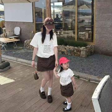 7936 名忠實顧客❤️女童夏季套裝2026新款洋氣親子裝短袖t恤卡通兒童百搭豹紋半身裙A6W2