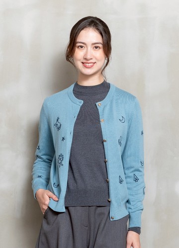 PY by perng yuh Exclusive-夜空森林電繡針織開襟衫