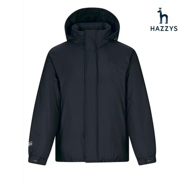 【HAZZYS】男款藏青色柔軟羽絨舒適保暖時尚可隱藏帽羽絨外套 YAUUD500