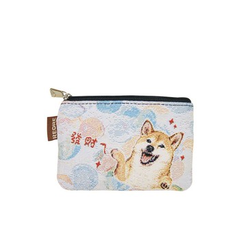 柴柴零錢包 卡片隔層 / 防潑水 平織緹花 柴犬