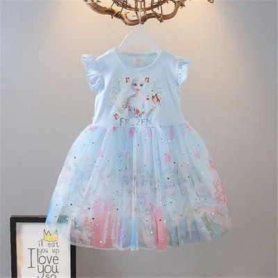21新作 ディズニー アナと雪の女王 エルサ柄ワンピース フレア 半袖 ガールズ 子供服 プリンセス 通販 Lineポイント最大get Lineショッピング