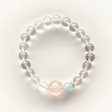 白水晶・粉水晶・海藍寶｜手鍊｜快速出貨｜穩定情緒、清新溝通、柔和能量、內在平衡｜台北現貨｜《涵秘Hami》