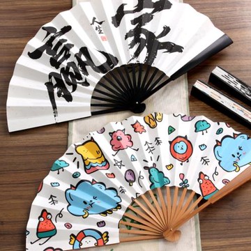10寸新中式折扇國潮書法扇子中國風男款古風男士紙扇個性漢服道具
