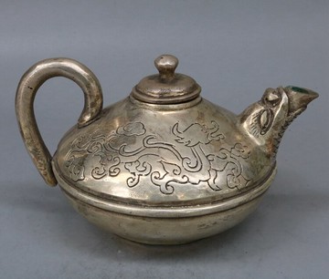 純銅祥龍酒壺仿古銅器龍嘴茶壺水壺家居辦公酒店茶道裝飾工藝擺件