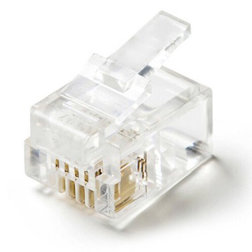 6P4C RJ11 Cat 5e STP FTP『100入』鍍金三叉水晶頭 電話線 接頭【DD229】  123便利屋