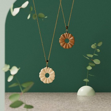 獨木設計｜花好月圓 - 盛開 - 實木製黃銅項鍊 / 新復古系列飾品