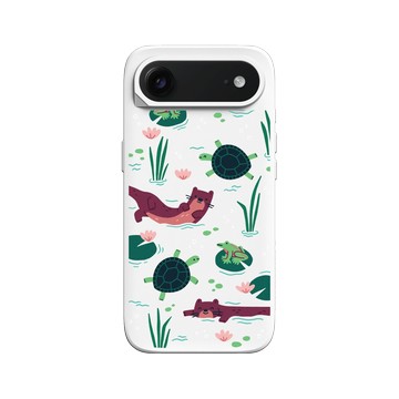 iPhone Air SolidX 白 - RHINOSHIELD X Taipei Zoo - 臺灣水域插畫（水獺、龜、蛙）