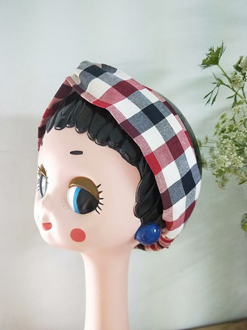 交叉髮帶-細版鬆緊-格層