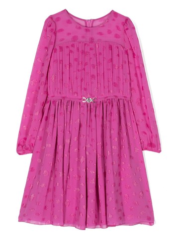 Versace Kids - dot-pattern belted flared dress - kids - Silk/Polyamide/Silk/Acetate - 8 - Pink