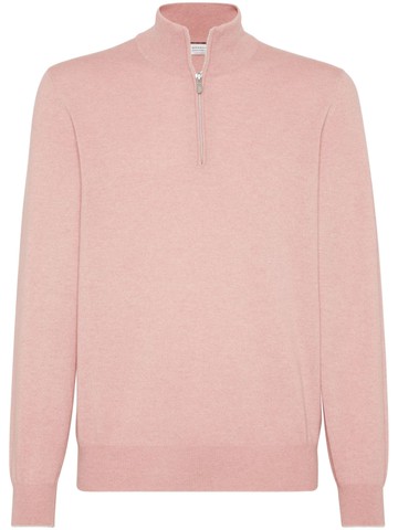 Brunello Cucinelli - half-zip cashmere jumper - men - Cashmere - 46 - Pink