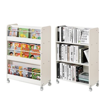 【慢慢家居】專人組裝-SGS低甲醛-創意雙面可移動兒童書櫃 繪本架(環保無毒E0板材 兒童書架 書架 置物架 兒童收納櫃)兒童雙面書櫃-三層