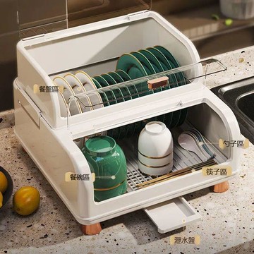 碗柜小型家用瀝水碗碟架帶蓋餐具放碗盤碗筷收納盒廚房置物架碗架 y806