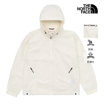 女款米白色WINDWALL防風防曬可收納連帽外套｜8FJ4QLI