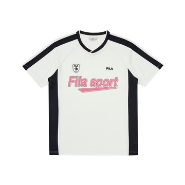 A11 FILA 男涼感短袖圓領足球T恤-米白