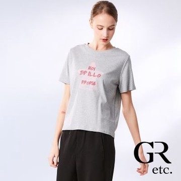 【GLORY21】網路獨賣款-etc.星星字母純棉短袖上衣-灰色