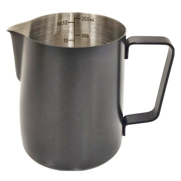 磨砂塗層不鏽鋼拉花杯 350ml 304不鏽鋼材質 食品級接觸材質 堅固耐用  磨砂黑  1個