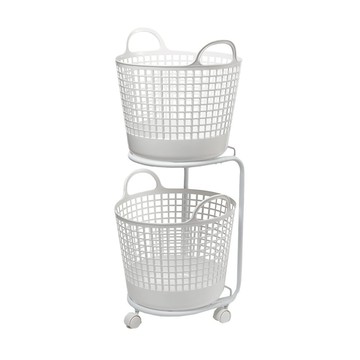 like-it 移動式圓形疊疊洗衣提籃 二層組 率性白  41 x 40.5 x 90.5cm