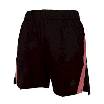 FIRESTAR 女四面彈跑步短褲-5分褲 慢跑 訓練 休閒 CL422-10 黑粉