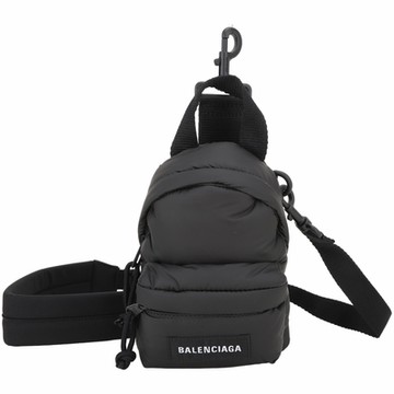 BALENCIAGA 巴黎世家  Explorer 字母標籤背包造型膨尼龍手提/斜背包(黑色)